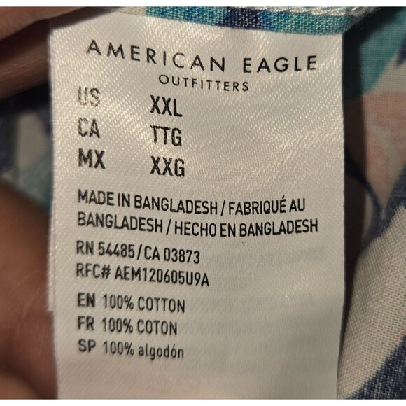American Eagle Mens XXL Short Sleeve Floral Button-Up Shirt - Picture 6 of 8